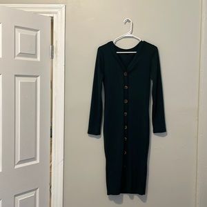 Green Long Sleeve Sweater Dress